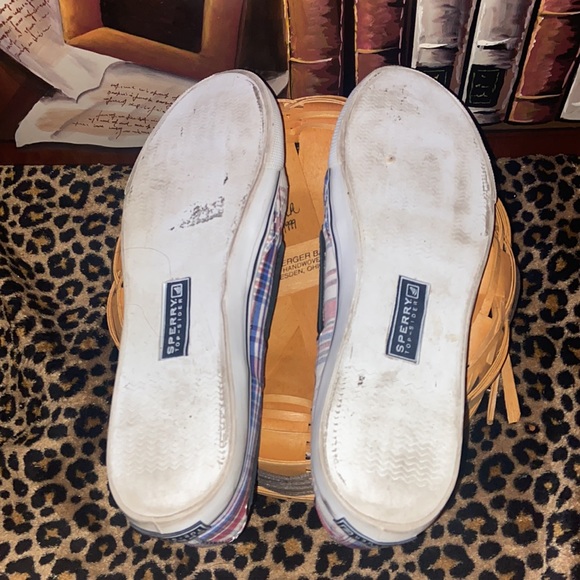 Sperry Top Sliders Plaid Slip on Deck Shoes Size 9 need cleaning good condition - Picture 6 of 6